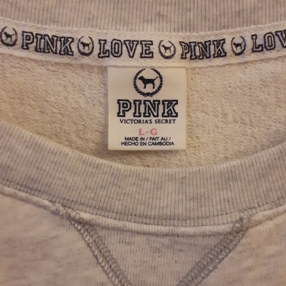 PINK Victoria's Secret Off-White Crop Sweatshirt - Picture 5 of 8